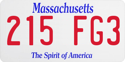 MA license plate 215FG3