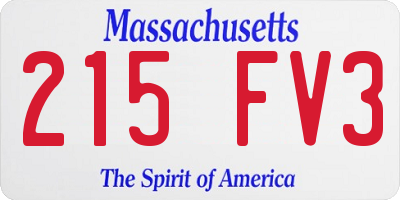 MA license plate 215FV3
