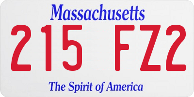 MA license plate 215FZ2