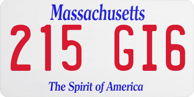 MA license plate 215GI6