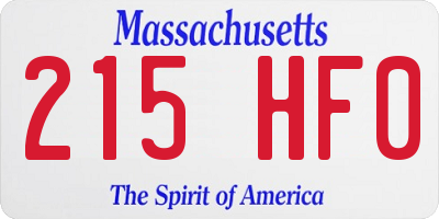 MA license plate 215HF0