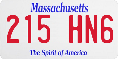 MA license plate 215HN6