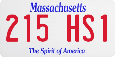 MA license plate 215HS1
