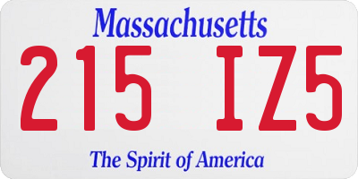 MA license plate 215IZ5