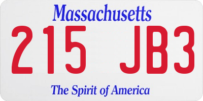 MA license plate 215JB3