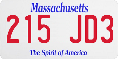 MA license plate 215JD3