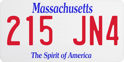 MA license plate 215JN4
