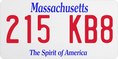 MA license plate 215KB8
