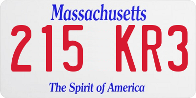 MA license plate 215KR3