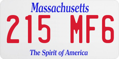 MA license plate 215MF6