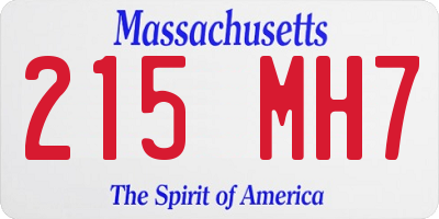 MA license plate 215MH7