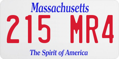 MA license plate 215MR4