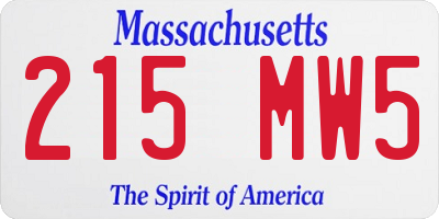MA license plate 215MW5