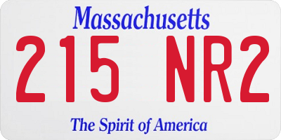 MA license plate 215NR2