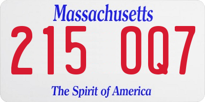 MA license plate 215OQ7
