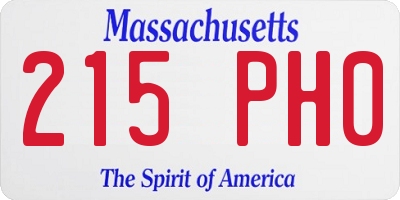 MA license plate 215PH0