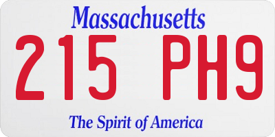 MA license plate 215PH9