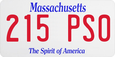 MA license plate 215PS0