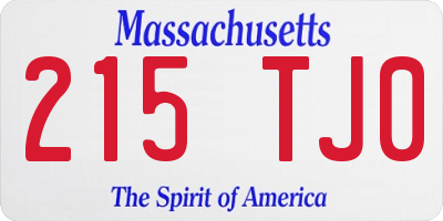 MA license plate 215TJ0
