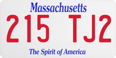 MA license plate 215TJ2