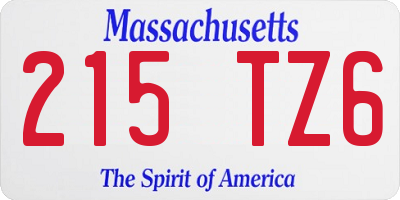 MA license plate 215TZ6