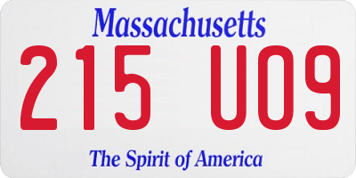MA license plate 215UO9
