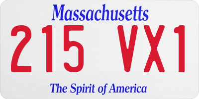 MA license plate 215VX1