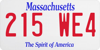 MA license plate 215WE4