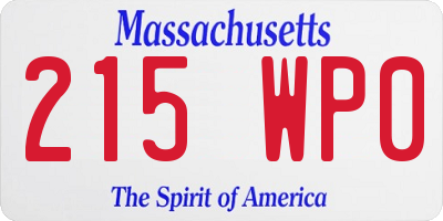MA license plate 215WP0