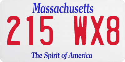 MA license plate 215WX8