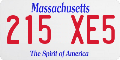 MA license plate 215XE5