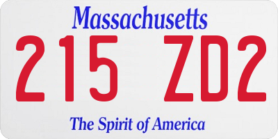 MA license plate 215ZD2