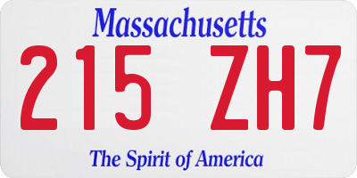 MA license plate 215ZH7