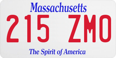 MA license plate 215ZM0