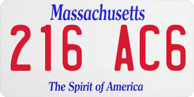 MA license plate 216AC6
