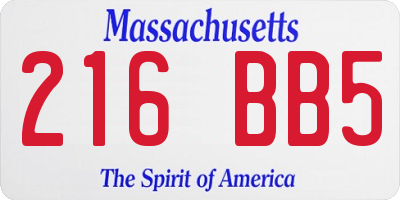 MA license plate 216BB5