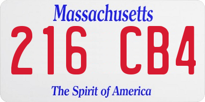 MA license plate 216CB4