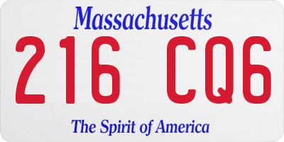 MA license plate 216CQ6