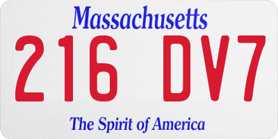 MA license plate 216DV7