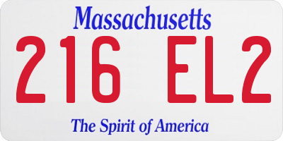 MA license plate 216EL2