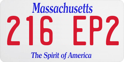 MA license plate 216EP2