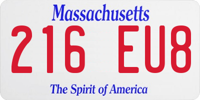 MA license plate 216EU8