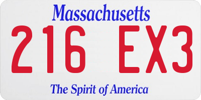 MA license plate 216EX3