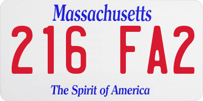 MA license plate 216FA2