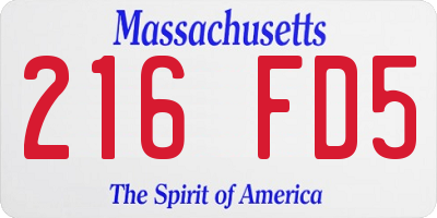 MA license plate 216FD5
