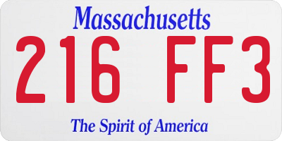 MA license plate 216FF3