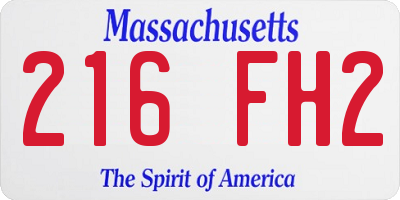 MA license plate 216FH2