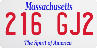 MA license plate 216GJ2