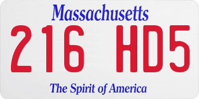 MA license plate 216HD5