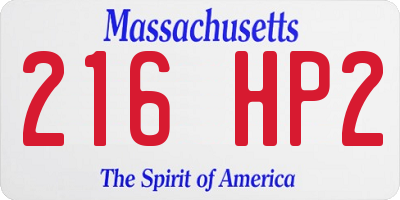 MA license plate 216HP2